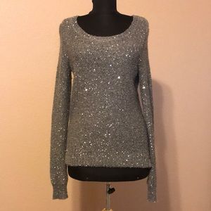 Ann Taylor Grey Sequined Sweater Sz XS (4-6)